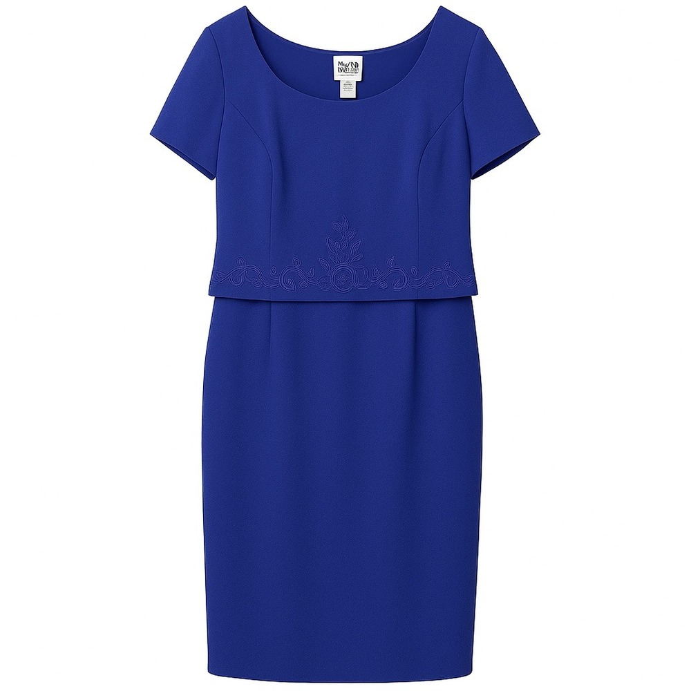 R & M Richards by Karen Kwong Women's Dress 18 Blue Floral  Career Midi Outfit